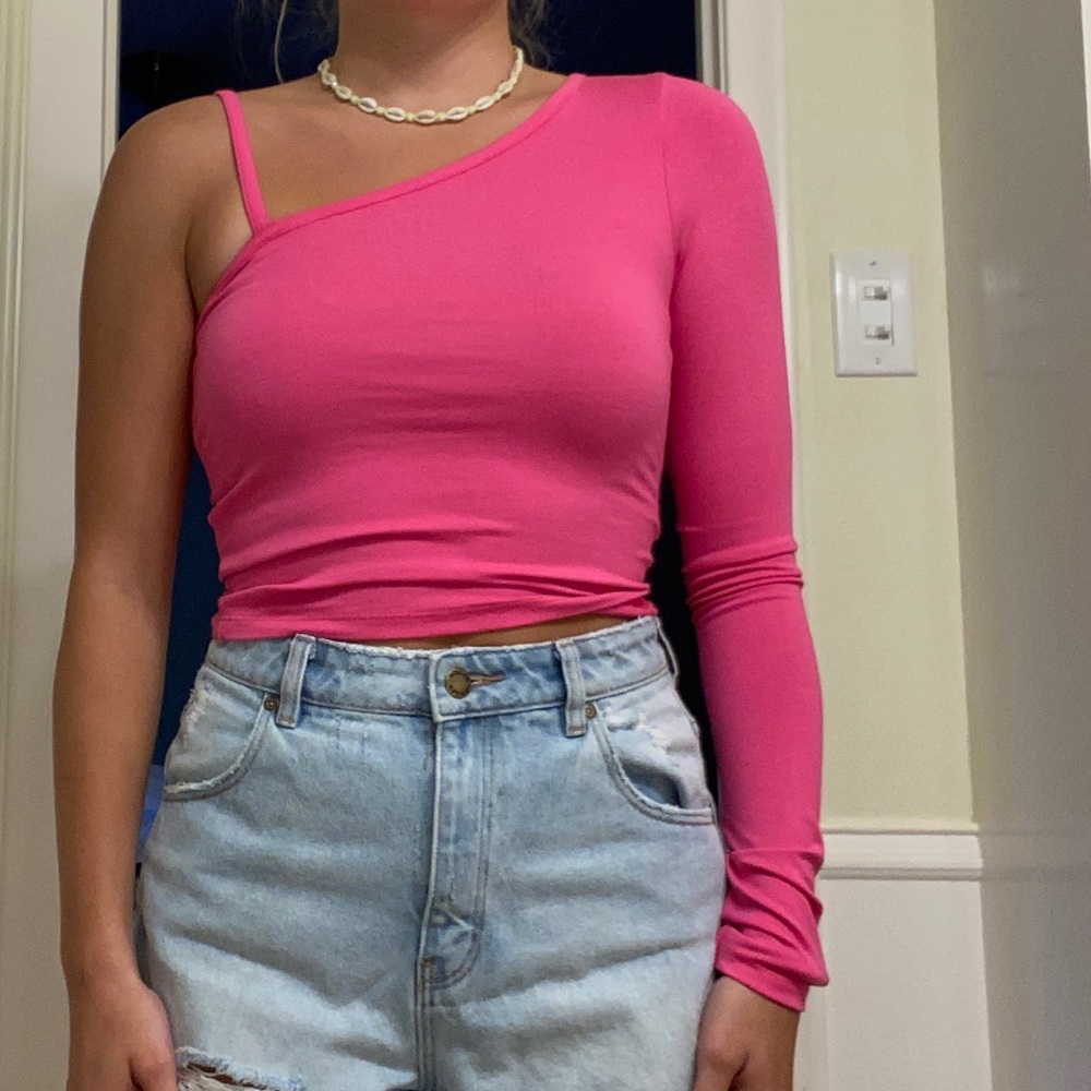 ASOS pink one shoulder top
